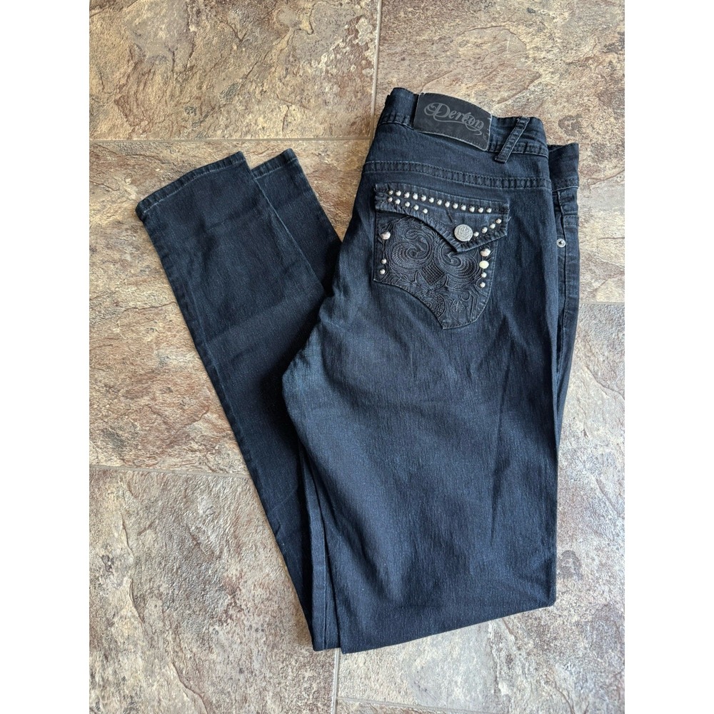 Black Dereon Beyonce Skinny Jeans Size 16 Studded Back Pockets EUC‎ Womens
